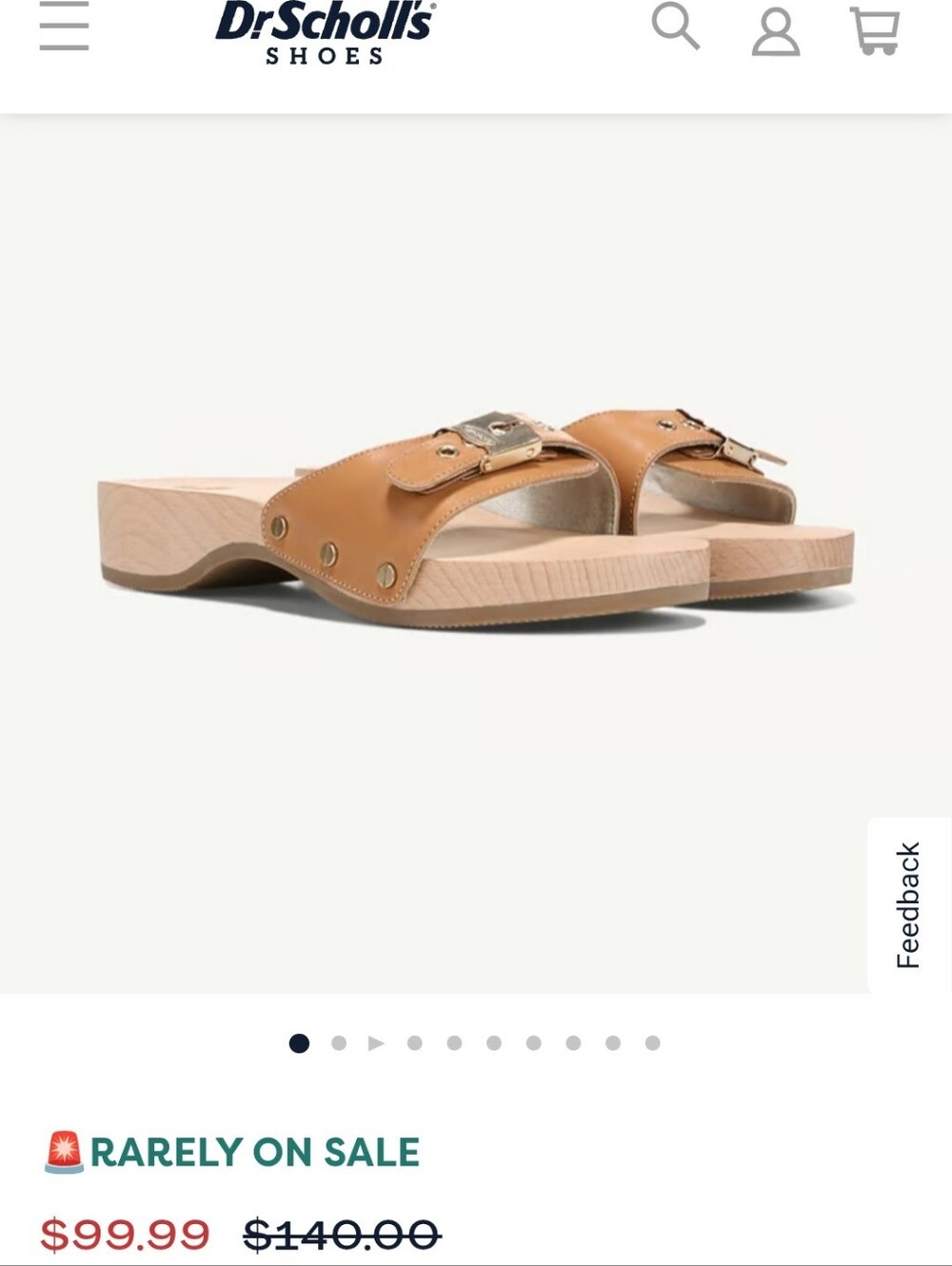 Dr. Scholl's Tan Leather Buckle Slide Mules